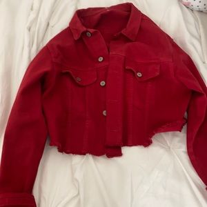Red cropped Jean jacket❤️‍🔥